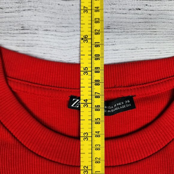 Zara, Coral Red Mini Dress Size Medium - Picture 4 of 9